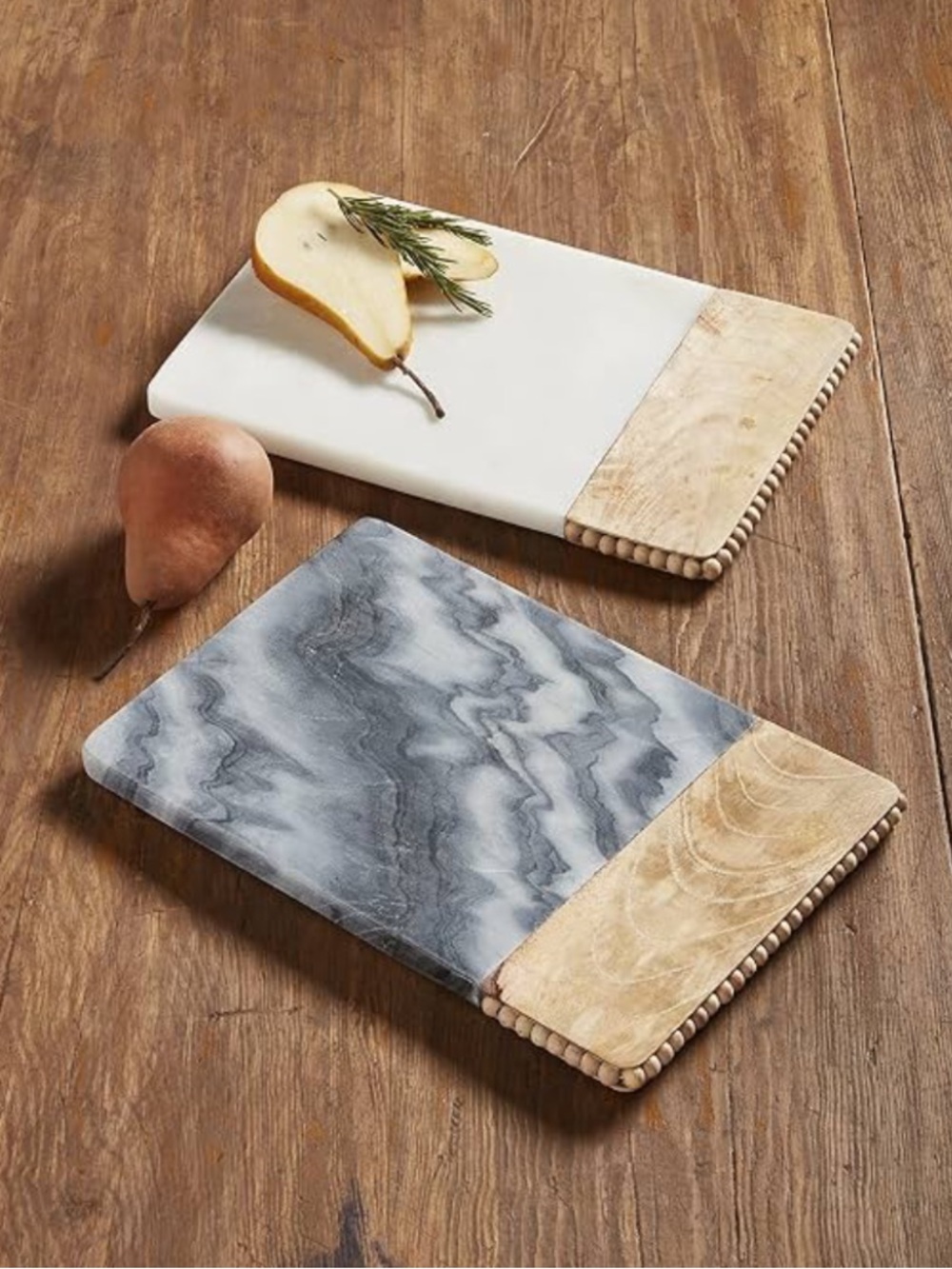 White Marble & Wood Serving Board